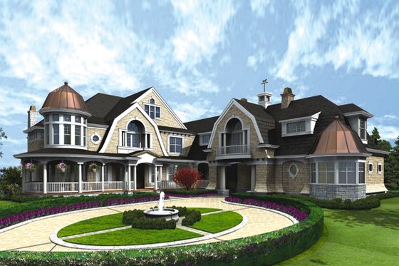 Exterior - Front Elevation for Traditional House Plan #132-216 - 4 bed, 6 bath