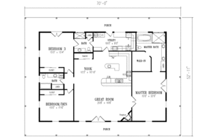 Floor Plan - Main Floor for Country House Plan #1-525 - 3 bed, 3 bath