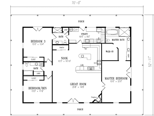 Country Floor Plan - Main Floor Plan #1-525