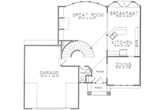 Floor Plan - Main Floor for Traditional House Plan #6-210 - 3 bed, 2.5 bath