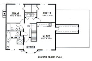 Floor Plan - Upper Floor for Traditional House Plan #67-483 - 3 bed, 2.5 bath