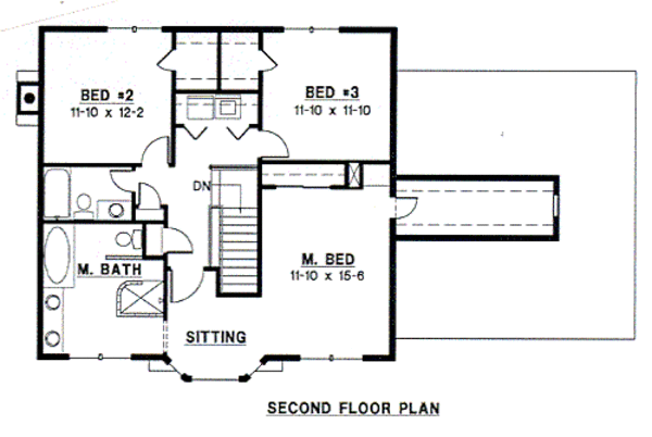 Traditional Floor Plan - Upper Floor Plan #67-483