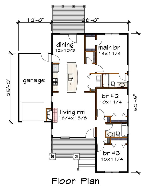 Bungalow Floor Plan - Main Floor Plan #79-164