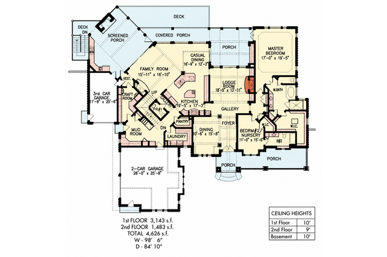 Floor Plan - Main Floor for Craftsman House Plan #54-698 - 5 bed, 4 bath
