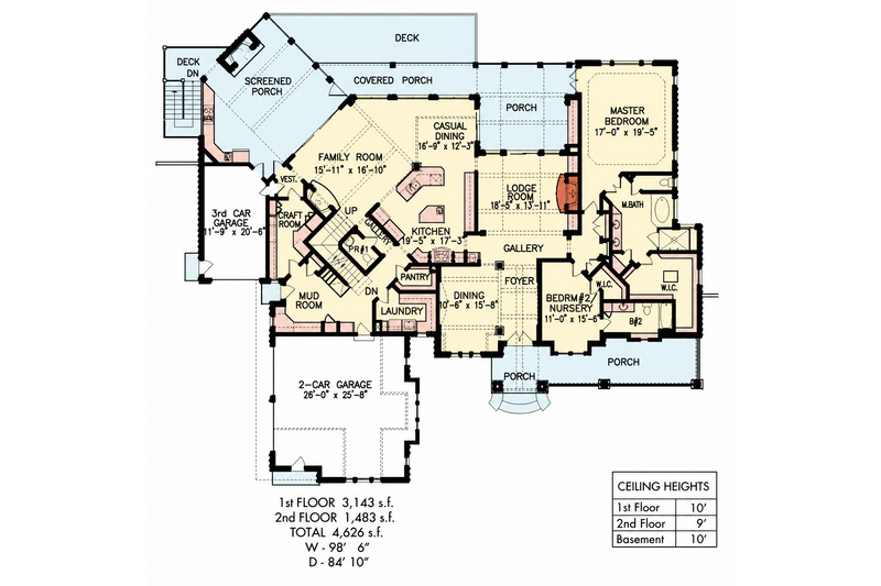 Architectural House Design - Floor Plan - Main Floor for Craftsman House Plan #54-698 - 5 bed, 4 bath