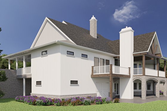 Exterior - Rear Elevation 1 for Farmhouse House Plan #54-390 - 4 bed, 4.5 bath