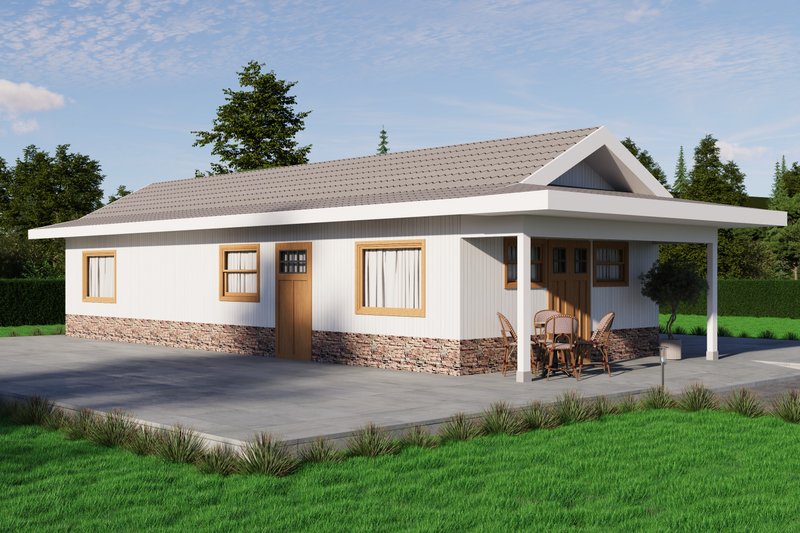 Dream House Plan - Exterior - Front Elevation 2 for Ranch House Plan #1106-76 - 2 bed, 2 bath