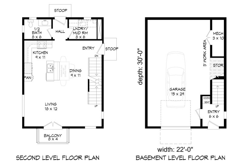 Home Plan - Floor Plan - Main Floor for Contemporary House Plan #932-324 - 2 bed, 2.5 bath