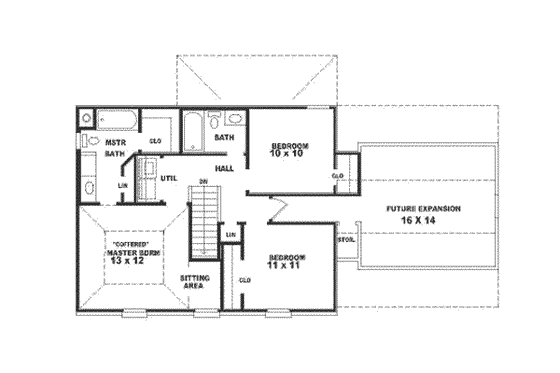 Floor Plan - Upper Floor for European House Plan #81-154 - 3 bed, 2.5 bath