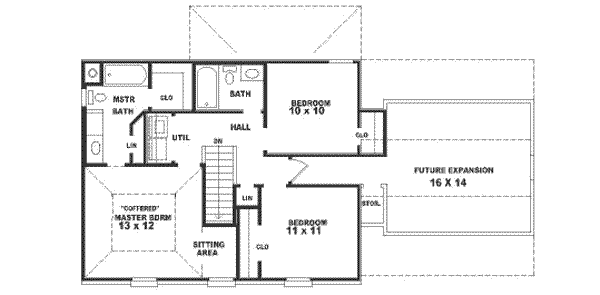 Floor Plan - Upper Floor for European House Plan #81-154 - 3 bed, 2.5 bath