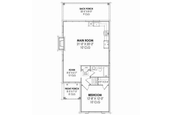 Floor Plan - Main Floor for Cottage House Plan #1096-143 - 1 bed, 1 bath