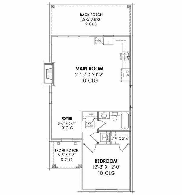 Home Plan - Cottage Floor Plan - Main Floor Plan #1096-143