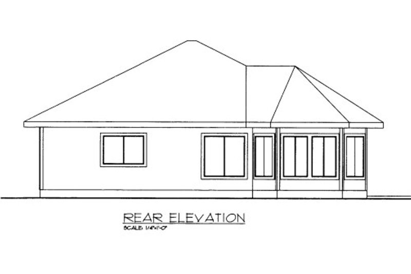 House Plan Design - Exterior - Rear Elevation for Bungalow House Plan #117-691 - 2 bed, 2 bath