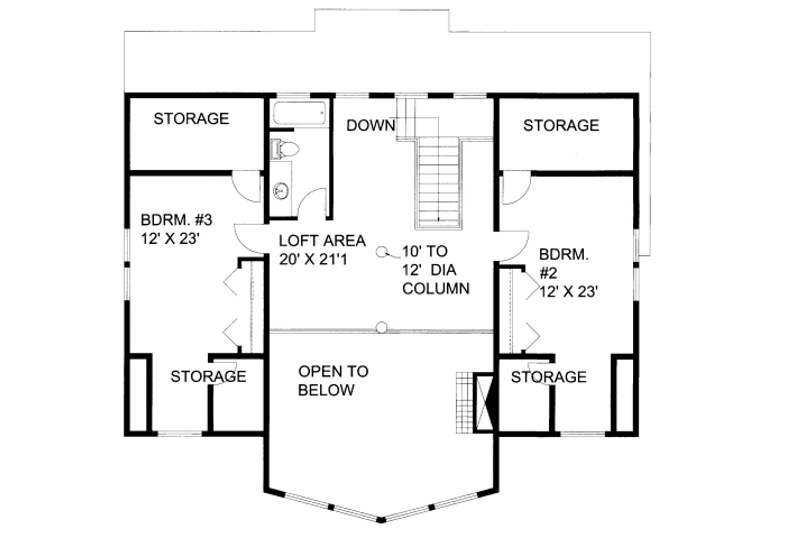 Home Plan - Floor Plan - Upper Floor for Cabin House Plan #117-765 - 3 bed, 2.5 bath