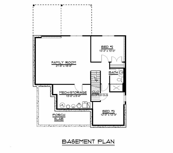Craftsman Floor Plan - Lower Floor Plan #1064-45
