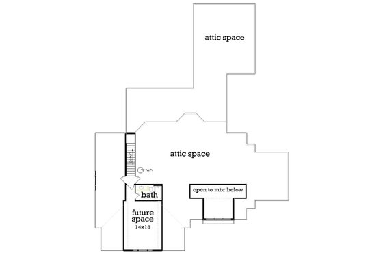 Floor Plan - Upper Floor for Craftsman House Plan #45-598 - 3 bed, 2 bath