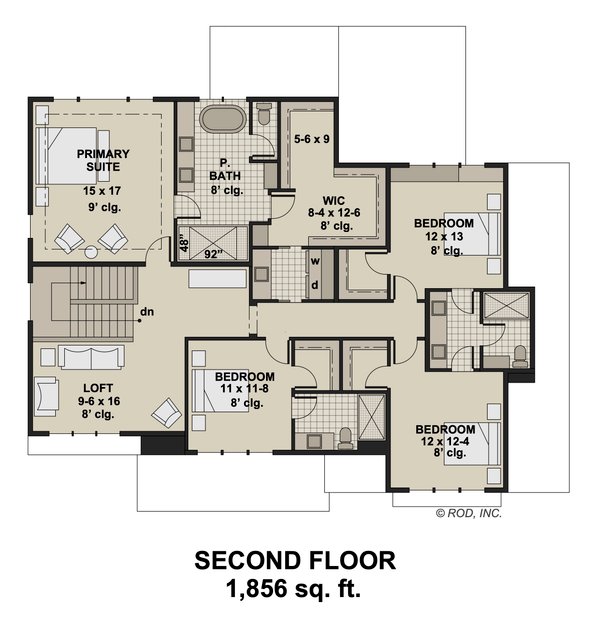 Craftsman Floor Plan - Upper Floor Plan #51-1267