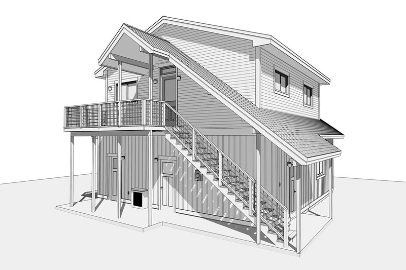 Home Plan - Exterior - Other Elevation 3 for Farmhouse House Plan #1099-2 - 1 bed, 1 bath