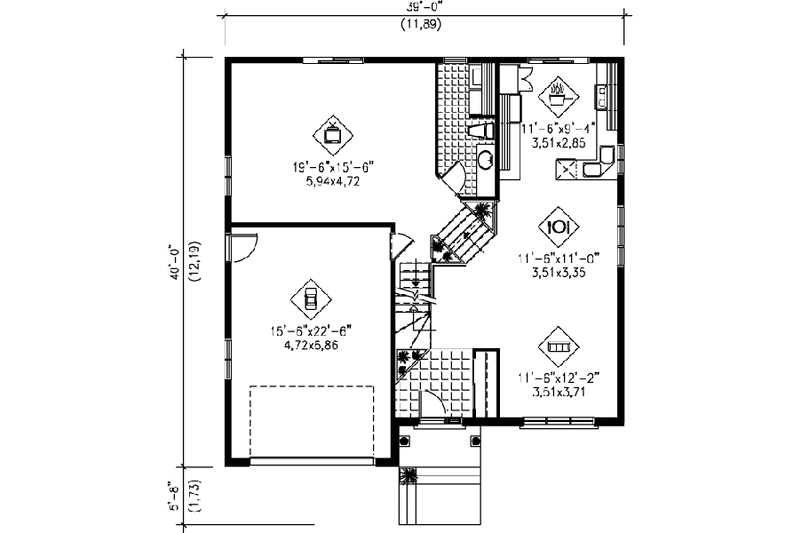 Dream House Plan - Floor Plan - Main Floor House Plan #25-3014 - 3 bed, 2 bath
