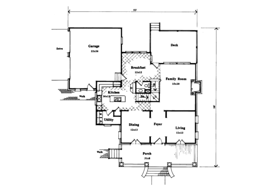 Floor Plan - Main Floor for Southern House Plan #41-158 - 3 bed, 2.5 bath