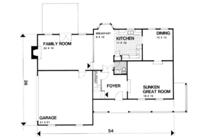 Floor Plan - Main Floor for Country House Plan #56-167 - 4 bed, 2.5 bath