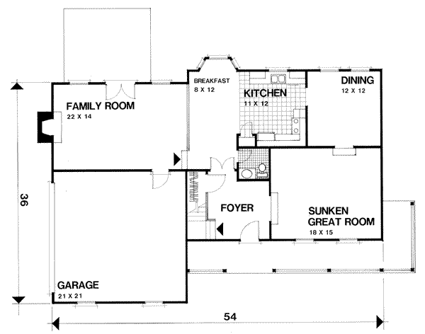 House Plan Design - Country Floor Plan - Main Floor Plan #56-167