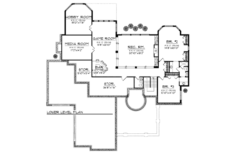 Home Plan - Floor Plan - Lower Floor for European House Plan #70-961 - 3 bed, 3 bath