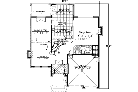 Floor Plan - Main Floor for European House Plan #138-121 - 4 bed, 2.5 bath