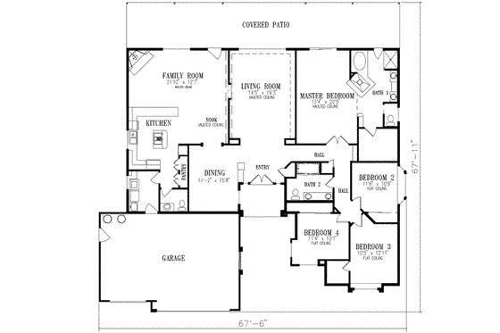 Floor Plan - Main Floor for Adobe / Southwestern House Plan #1-569 - 4 bed, 2.5 bath