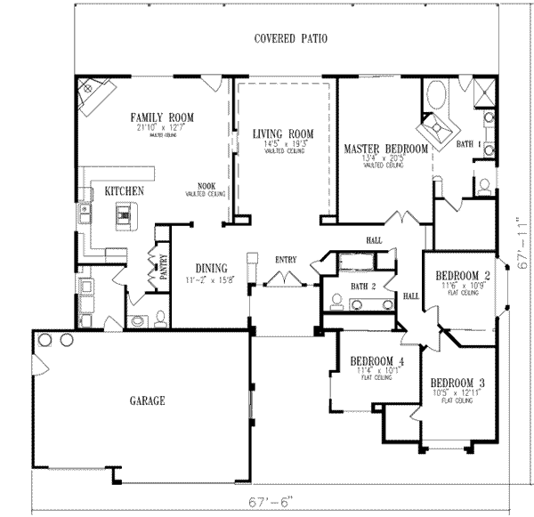 Adobe / Southwestern Floor Plan - Main Floor Plan #1-569