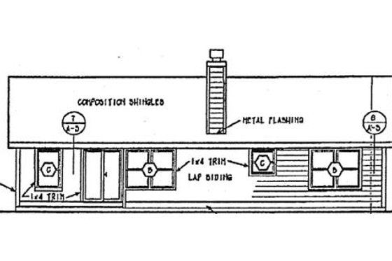 Exterior - Rear Elevation for Traditional House Plan #312-373 - 3 bed, 2 bath