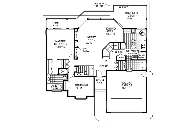 Home Plan - Floor Plan - Main Floor for Ranch House Plan #18-1024 - 2 bed, 2 bath