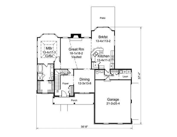 House Blueprint - Traditional Floor Plan - Main Floor Plan #57-611