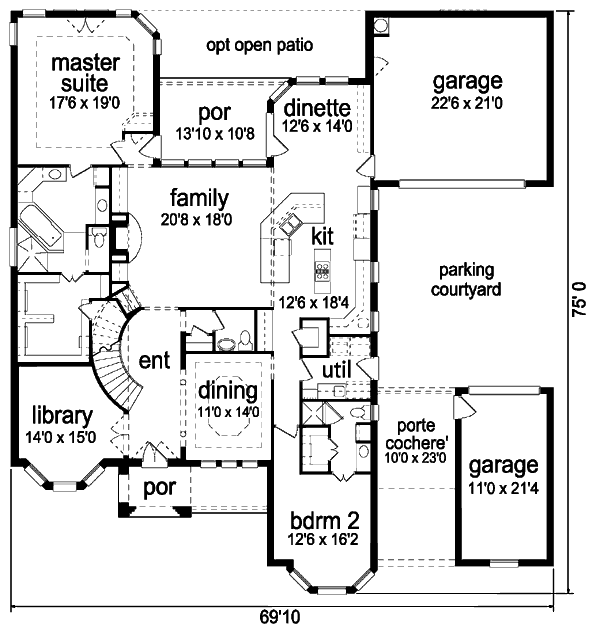 House Plan Design - European Floor Plan - Main Floor Plan #84-430