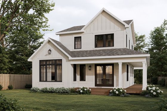 Exterior - Rear Elevation for Farmhouse House Plan #23-2036 - 2 bed, 1.5 bath