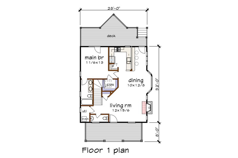 House Plan Design - Floor Plan - Main Floor for Farmhouse House Plan #79-337 - 3 bed, 2.5 bath