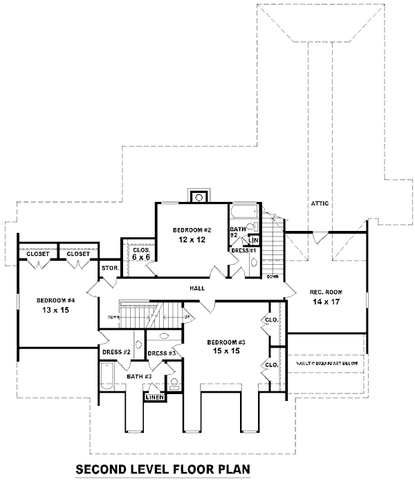 Traditional Floor Plan - Upper Floor Plan #81-13837
