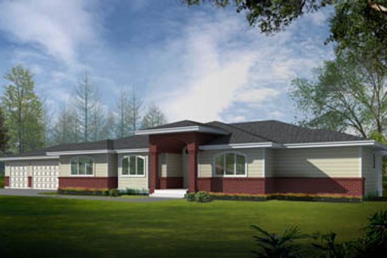 Exterior - Front Elevation for Ranch House Plan #100-456 - 4 bed, 4 bath
