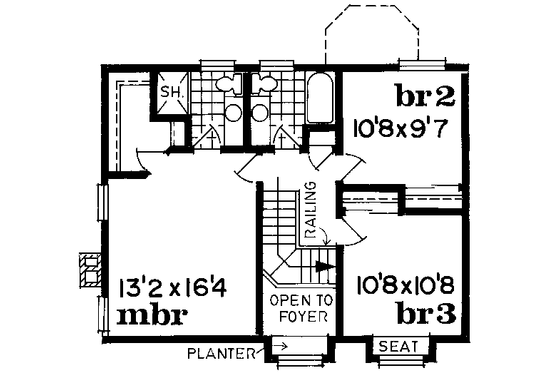 Floor Plan - Upper Floor for Traditional House Plan #47-621 - 3 bed, 2.5 bath