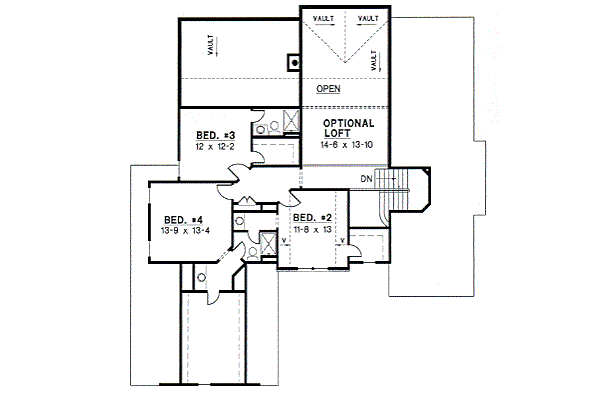 European Floor Plan - Upper Floor Plan #67-427