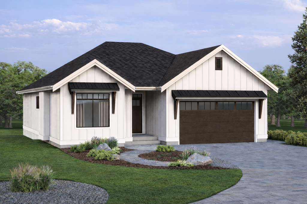 Exterior - Front Elevation 2 for Farmhouse House Plan #1100-85 - 3 bed, 2 bath