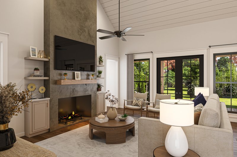 Dream House Plan - Interior - Family Room for Farmhouse House Plan #430-390 - 4 bed, 3.5 bath