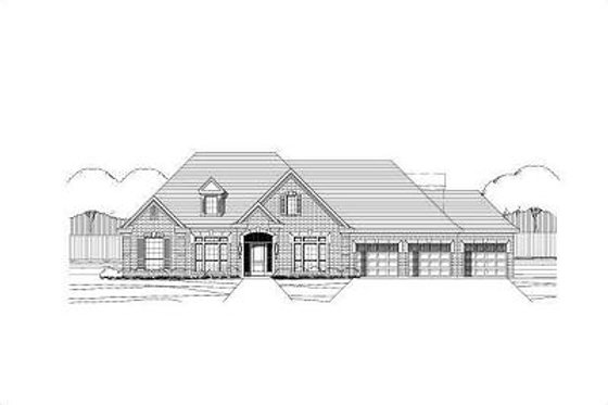 Exterior - Front Elevation for European House Plan #411-333 - 4 bed, 2.5 bath