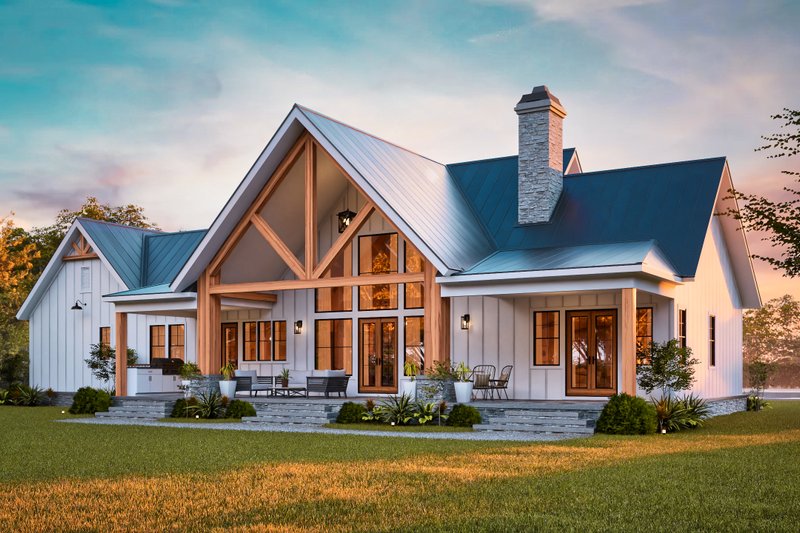 Dream House Plan - Exterior - Rear Elevation 1 for Farmhouse House Plan #119-475 - 3 bed, 3.5 bath