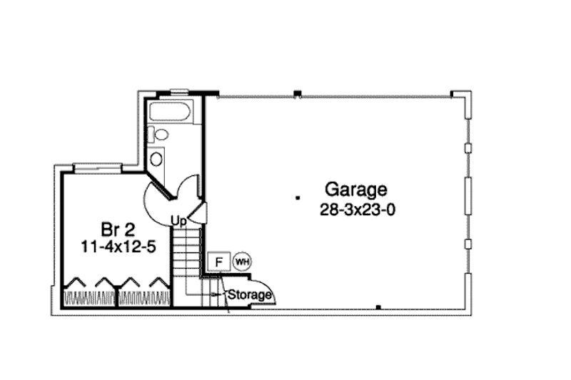 Architectural House Design - Floor Plan - Lower Floor for Traditional House Plan #57-344 - 2 bed, 2.5 bath