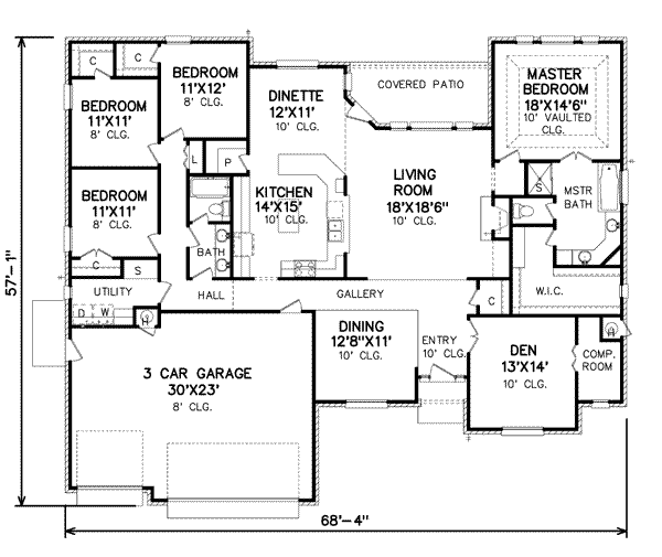 Traditional Floor Plan - Main Floor Plan #65-419