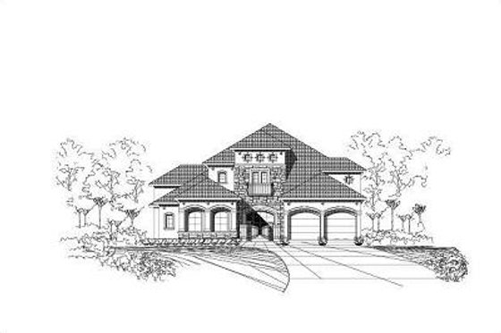 Exterior - Front Elevation for European House Plan #411-371 - 4 bed, 4 bath