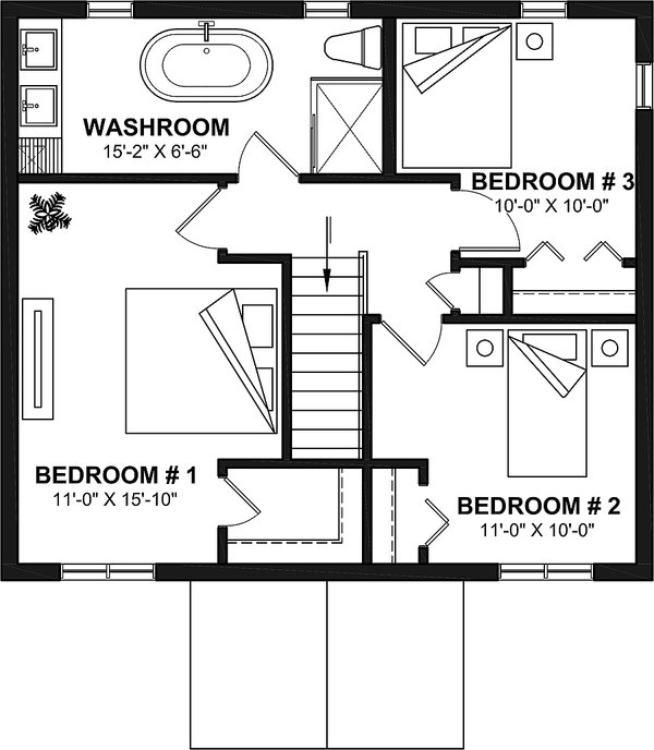 Colonial Floor Plan - Upper Floor Plan #23-629