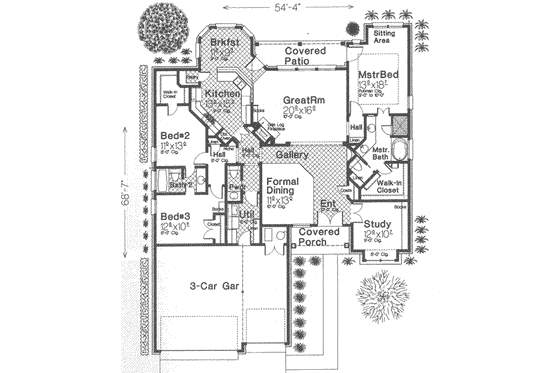 Floor Plan - Main Floor for Traditional House Plan #310-320 - 3 bed, 2.5 bath