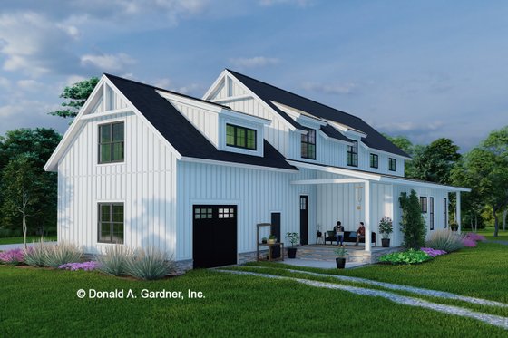 Exterior - Rear Elevation for Farmhouse House Plan #929-1162 - 4 bed, 3.5 bath